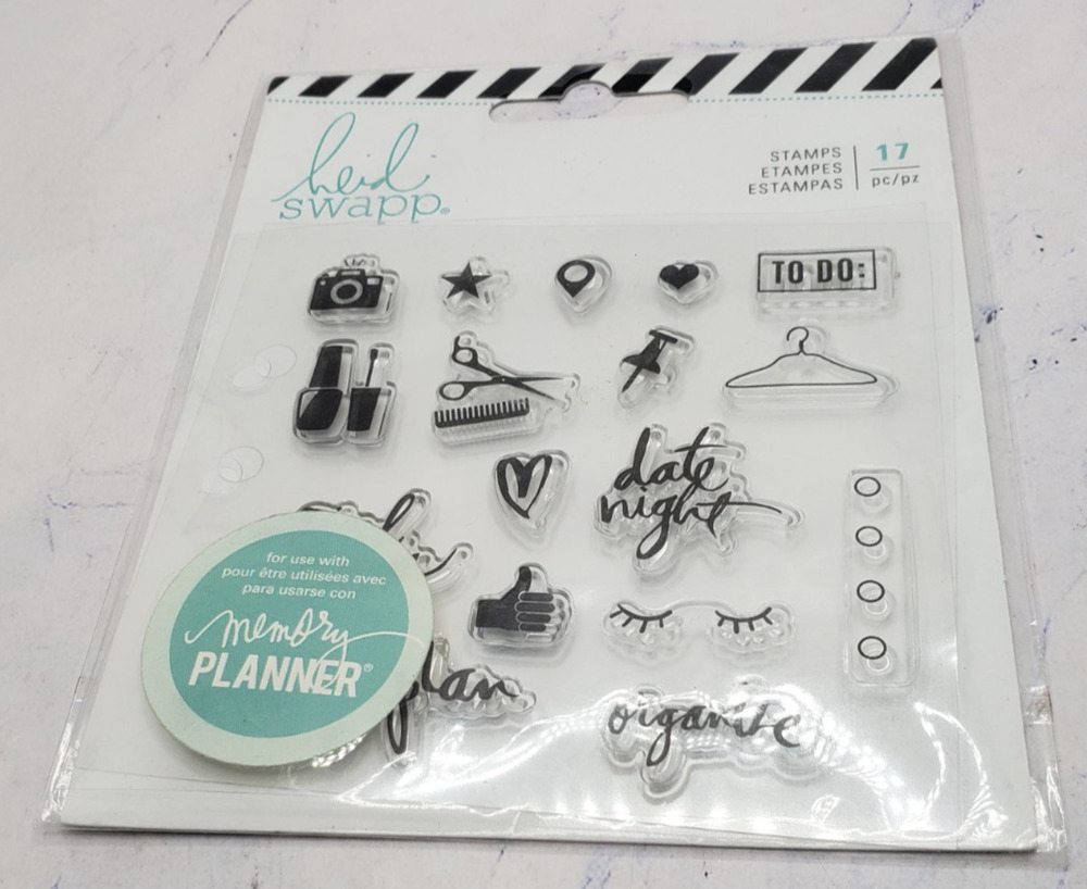 Heidi Swapp Fresh Start Everyday 17 Piece Memory Planner Acrylic Clear Stamps